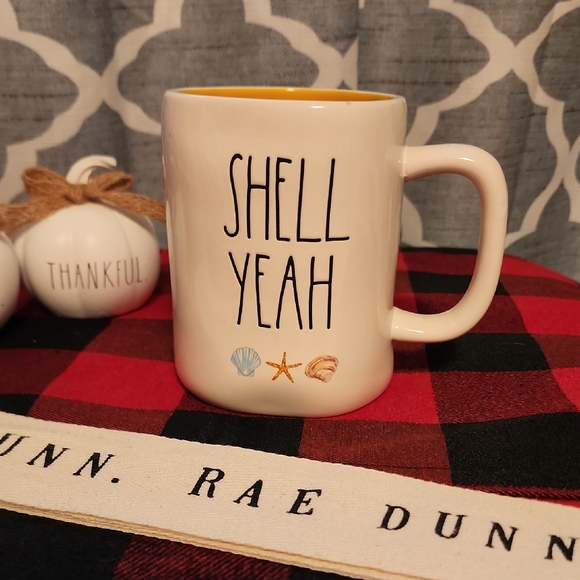 Rae Dunn | Dining | Rae Dunn Shell Yeah Mug Cream And Yellow | Poshmark